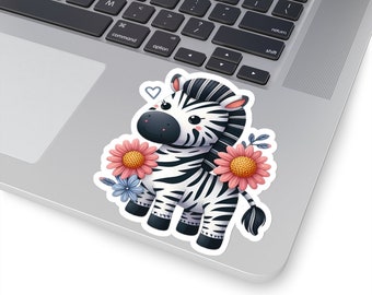 Cute Zebra KissCut Sticker, Fairy Tale Creature, Heart Symbol, Black And White, Love And Affection, Zebra Sticker, Vibrant Nature, Best Gift