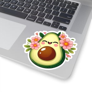 Cute Avocado Kiss-Cut Sticker, Vegan Vibes, Blooming Beauty, Green Goodness, Joyful Avocado Sticker, Green Positivity, Lively Love Best Gift