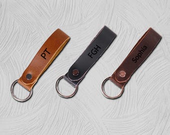 Personalized Leather Keychain | Custom Engraved Keyring
