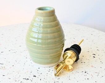 Jade Small Ceramic Oil Bottle, Oil Dispenser, Mother’s Day Gift, Housewarming Gift, Coconut Oil, Home Decor, Hair Care, Cruet, Kitchen Tools