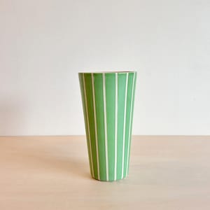 Hand Painted Striped Porcelain Tumbler | 24oz Ceramic Vessel