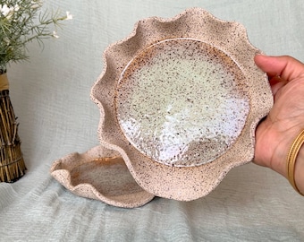 Handmade Ceramic Spoon Rest | Speckled Tan Clay, Jade Glaze