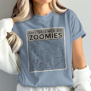 T-Shirt „Wissenschaft der Zoomies“ für Hunde, lustiges Physik-Shirt für Hundeliebhaber, Retro-Shirt mit Welpen-Chaos-Grafik, Vintage-Geschenk für Hundemamas, witziges Oberteil mit wissenschaftlichem Humor