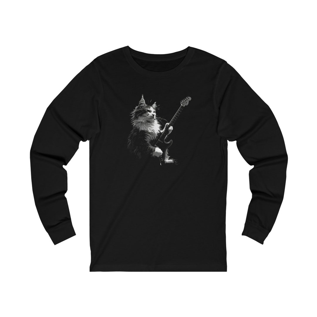 Rock Cat Playing Guitar Shirt: A Funny Guitar Cat T-shirt Perfect for ...