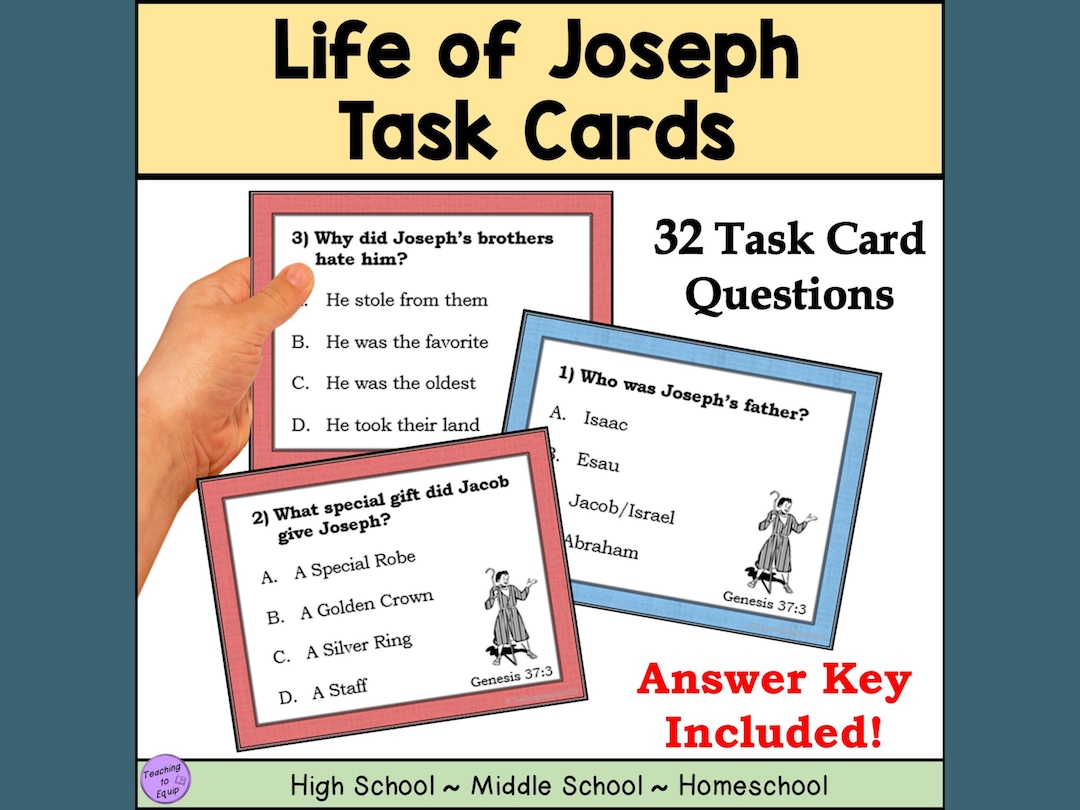 Bible Story Activity Lesson: Life of Joseph Trivia Task Cards - Etsy