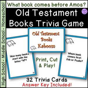 Libros de la Biblia del Antiguo Testamento Ordenar Juego de trivia Tarjetas de trivia