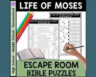 Life of Moses Bible Story Lesson ESCAPE ROOM - Reading & Puzzles Activity