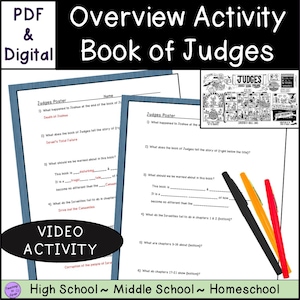 Book of Judges Bible Overview Summary Worksheet Activity