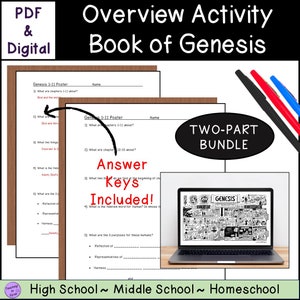 Genesis Book of the Bible Summary (2-part) Activity Worksheets - Etsy