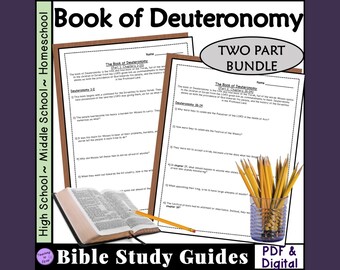 Book of Deuteronomy Bible Study Questions 2-Part worksheet packet
