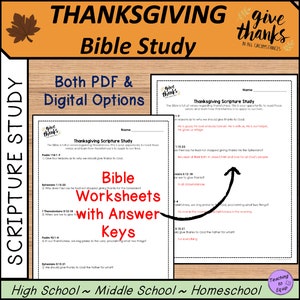 Thankfulness Bible Scripture Study Thanksgiving worksheet activity