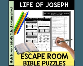 Life of Joseph Bible Story Lesson ESCAPE ROOM - Reading & Puzzles Activity