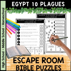 Exodus 10 Plagues in Egypt Bible ESCAPE ROOM - Reading & Puzzles Activity