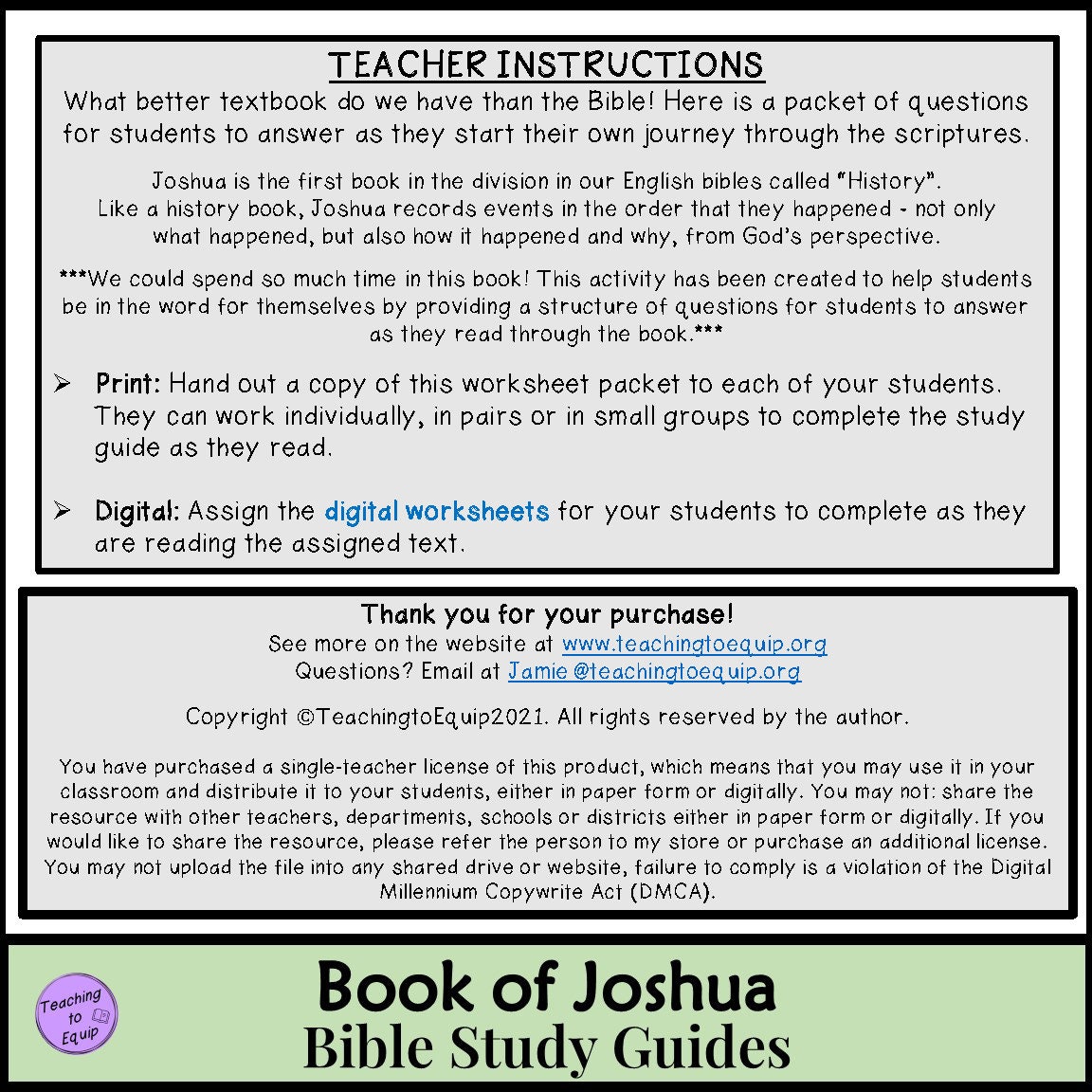 Book of Joshua Bible Study Questions Worksheets - Etsy