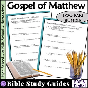 Matthew Bible Study Questions 2-Part Worksheet Packets