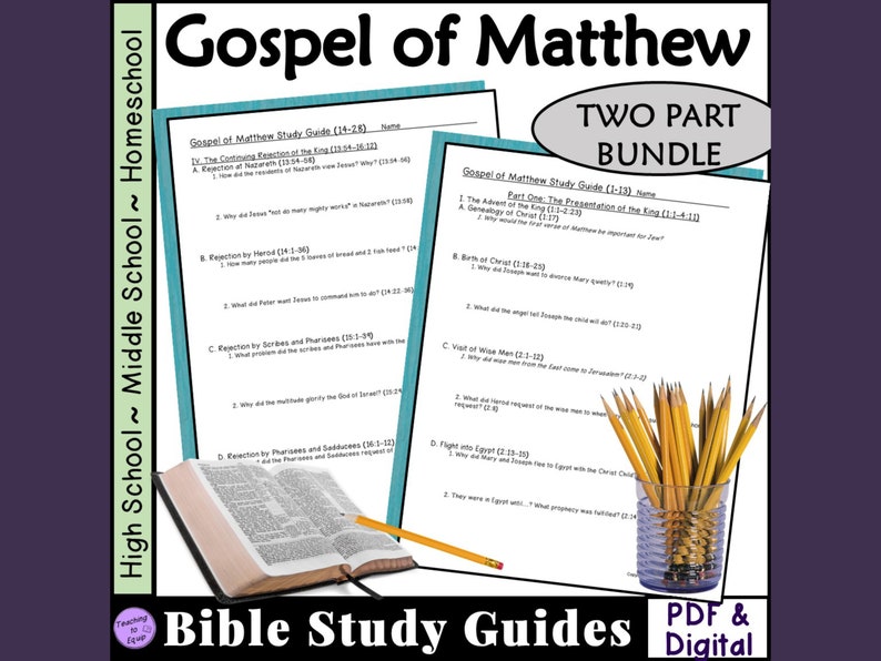 Matthew Bible Study Questions 2-part Worksheet Packets - Etsy