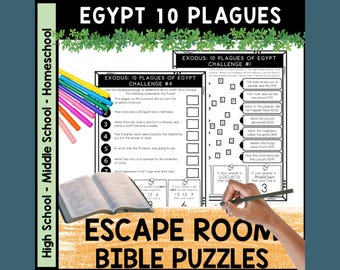 Exodus 10 Plagues in Egypt Bible ESCAPE ROOM - Reading & Puzzles Activity