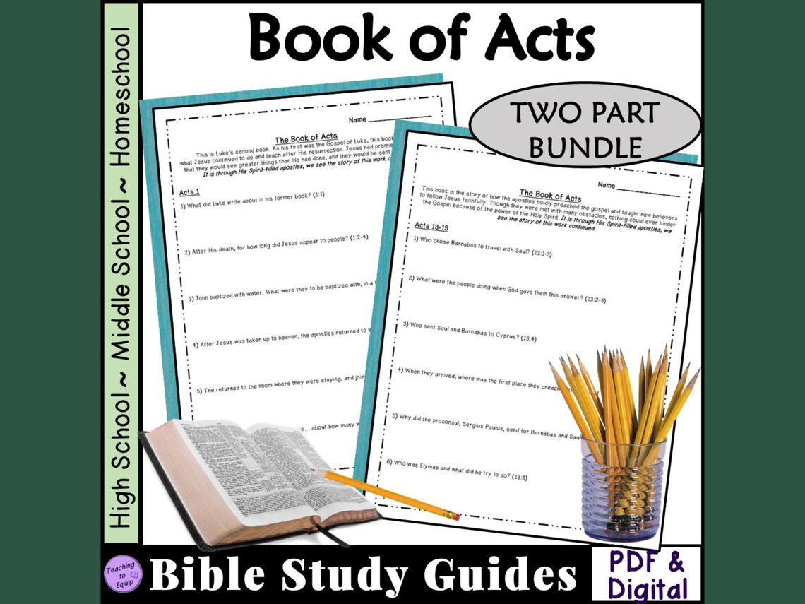 Book of Acts Bible Study Questions (2-part) - Etsy
