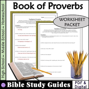 Bible Study Questions for Proverbs worksheet packet
