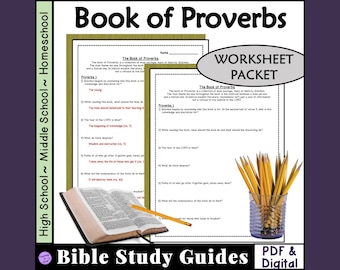 Bible Study Questions for Proverbs worksheet packet