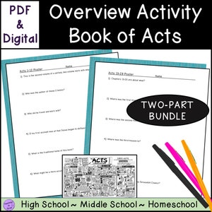 Summary of the book of Acts (2-Part) Bible Overview Activity Worksheets