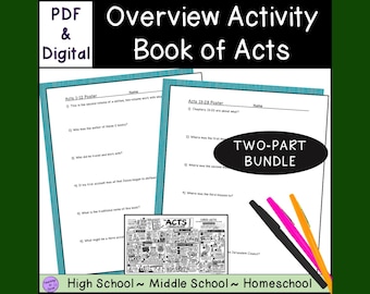 Summary of the book of Acts (2-Part) Bible Overview Activity Worksheets