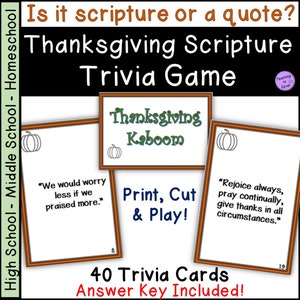 Thanksgiving Bible verse trivia Kaboom! Game