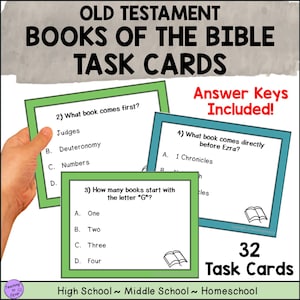 Old Testament Bible Book Order Trivia Cards Activity Task Cards