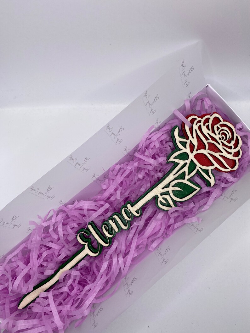 Personalised Laser Cut Wooden Rose Gift for Valentines Day Etsy