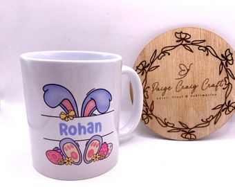 Mug personnalisé lapin de Pâques, mug prénom personnalisé, mug cadeau de Pâques, tasse à café lapin, cadeau pour lui, cadeau pour elle