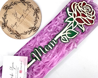 Rose en bois personnalisée découpée au laser, cadeau pour la Saint-Valentin, fête des mères, fête des pères, anniversaire, commémoration, anniversaires