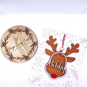 Personalised reindeer ornament, personalized Rudolph wooden ornaments, custom ornament, kids ornaments, custom ornaments,reindeer