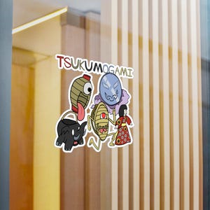 Tsukumogami Kiss-Cut Vinyl Decals Japanese Folklore Spirit, Haunted Antique Sticker, Mythical Yokai Art for Laptops & More