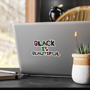 Black Is Beautiful Kiss-Cut Vinyl Decal Empowerment Sticker, Pan-African Pride, Melanine Magic, Positieve Affirmatie Auto/Laptop Art