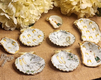 Austern und Muschel Ring Schale, Brautparty Gefälligkeiten, Beachy Gefälligkeiten, Strand Hochzeitsgeschenk, Gastgeberin Geschenk, kleine Schmuckstück