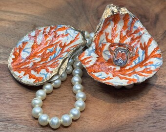 Austernmuschel-Ring-Teller-Küstenthema, Vorschlag, Bachelorette Bevorzugungen, Brautjungfer-Vorschlag / Geschenk, Schmuckstück-Teller, Gastgeberinnen-Geschenk und Hochzeitsbevorzugungen