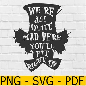 Hatter Text Alice in Wonderland’s Mad Hatter. Digital Design Only. Instant Download ...