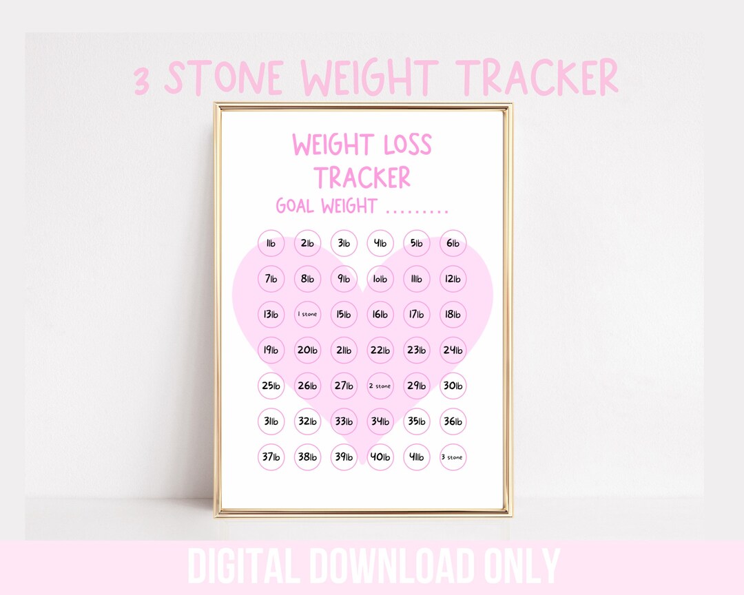 Weight Loss Tracker 3 Stone Pink Weight Loss Tracker Printable Weight Loss Chart Printable
