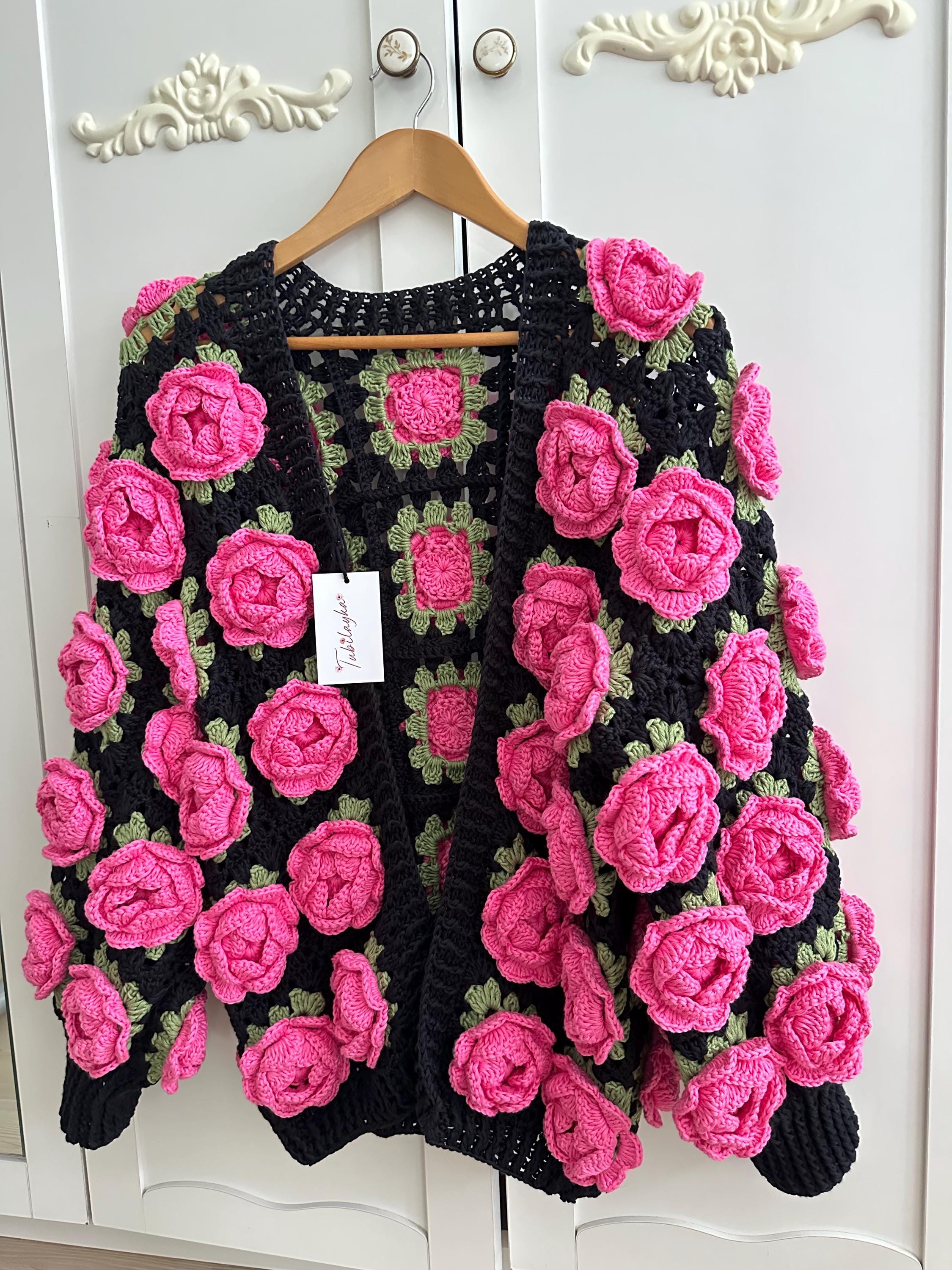 Pink Roses Cardigan - Etsy