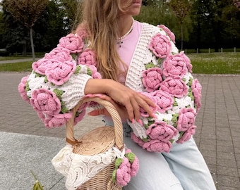 Tubilayka Floral Pattern Cardigan | Handmade Floral Pattern