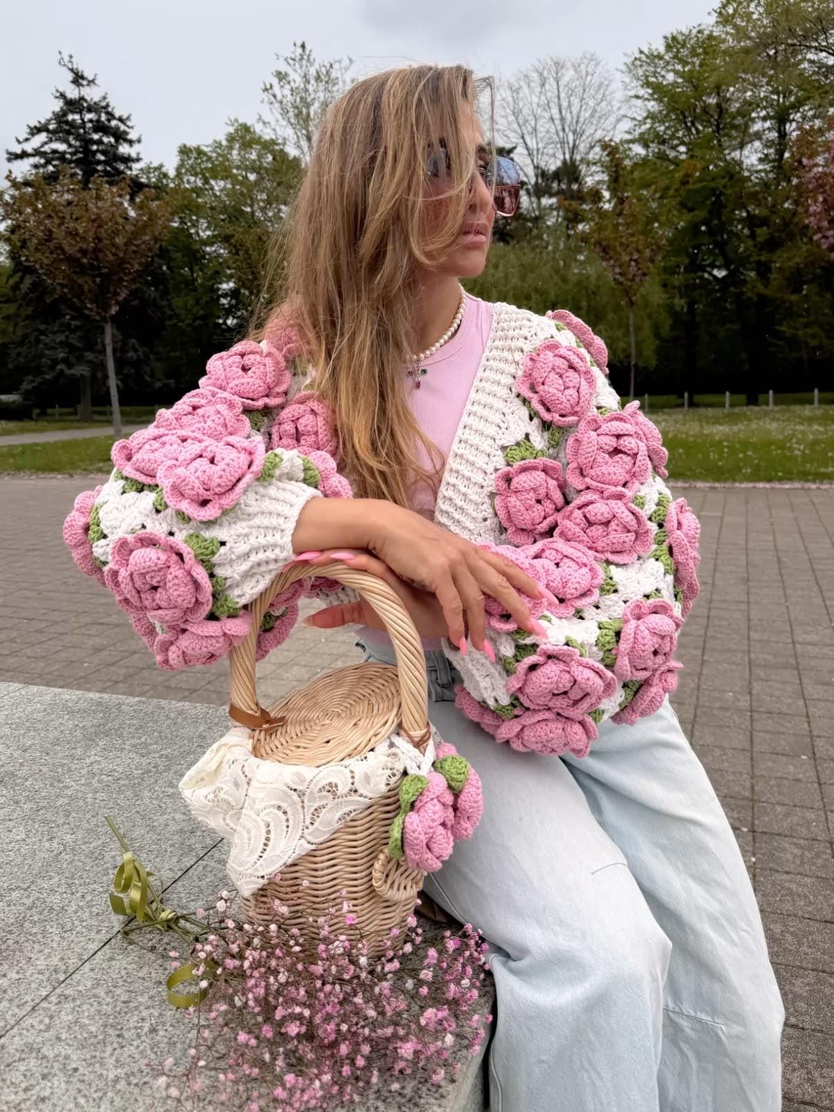 Pink Roses Cardigan - Etsy