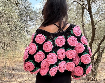 Tubilayka Floral Pattern Cardigan | Handmade Floral Pattern