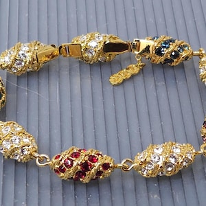 Vintage Camrose & Kross Jacqueline Kennedy JBK Multicolor Crystal Bracelet 7&quot;