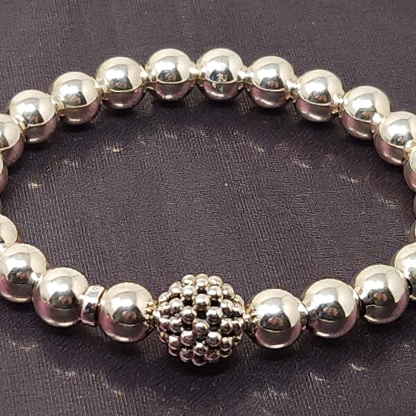 Vintage Lagos Caviar Sterling Silver 925 Stretch Bracelet