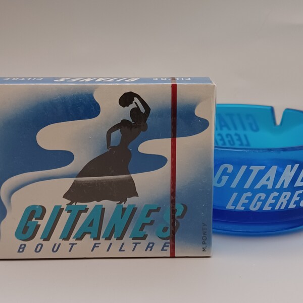 Vintage full unopened packet of 20 Gitanes French Cigarettes 1980s? Vintage smoking classic French design pack.