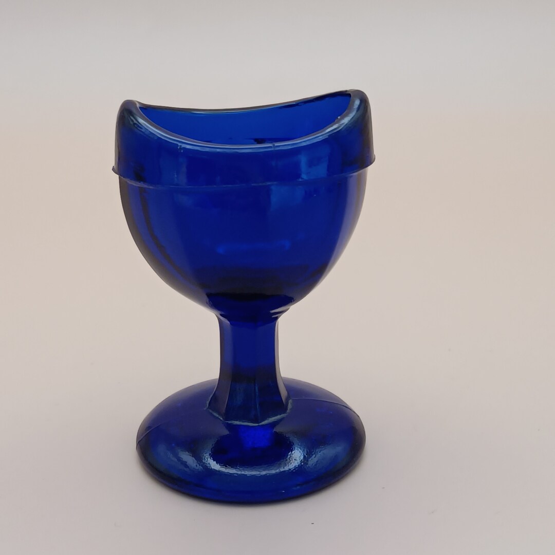 Vintage Blue Glass Eye Wash Cup Medical Use Unknown Age Etsy UK