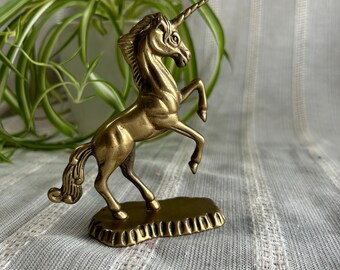 Unicorn, Magical Brass Figurine Animal, Mythical Creature Gold Tone
