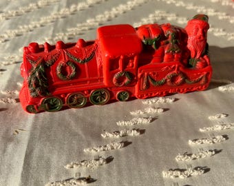Santa Train, Vintage Early Plastic Christmas Santa Claus in Train with Toys, Sold Individually
