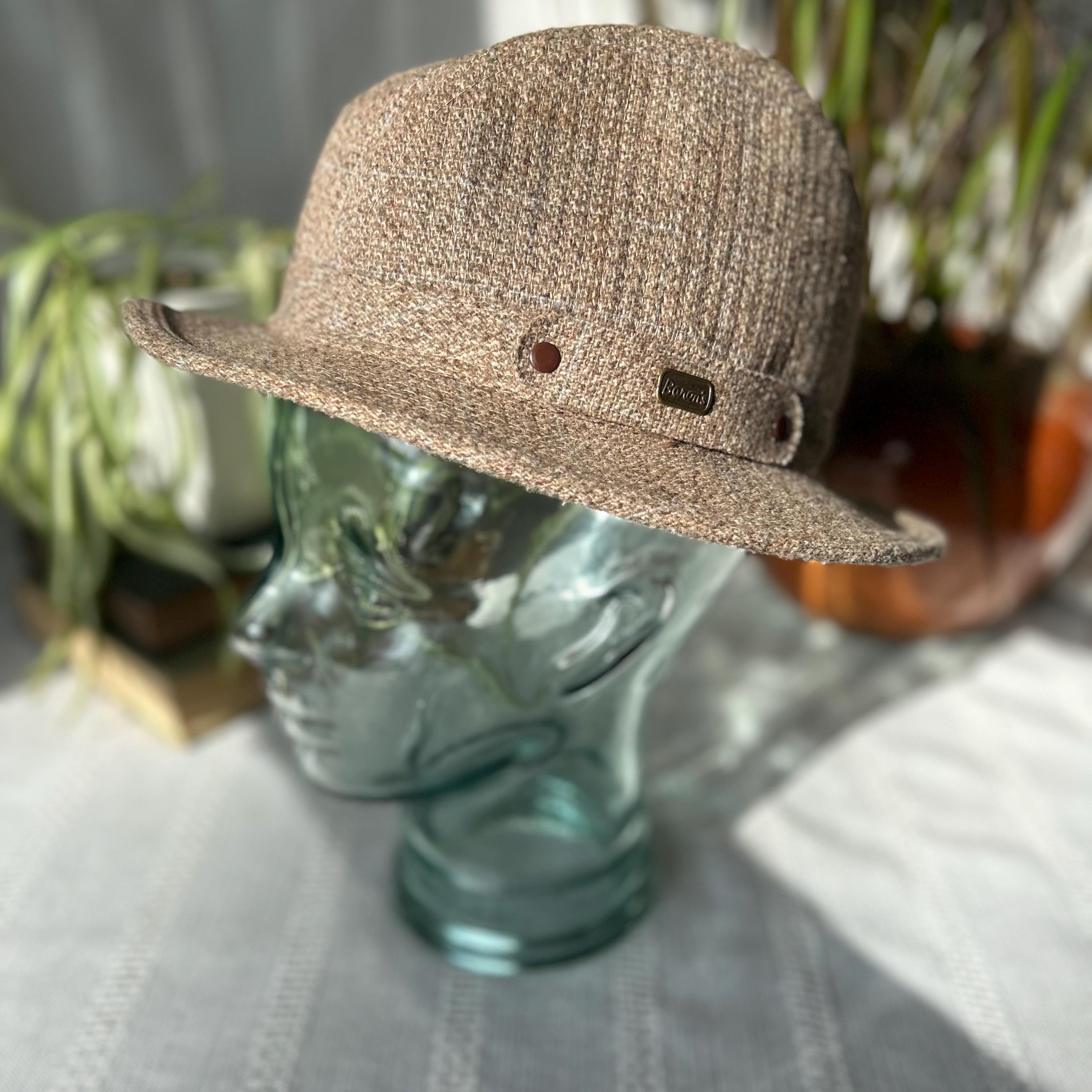 Vintage Baron's Camel Beige Fedora: Woven Wool Blend Hat, Size 7 1/4