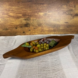 Vintage Teak Wood Fruit Bowl: Boho Decor Accent (23 inch)